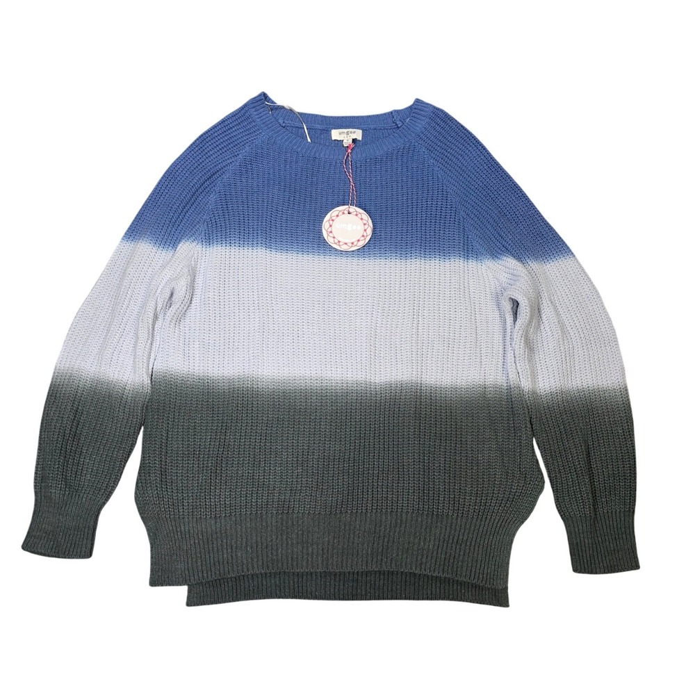 Umgee USA Color Block Shaker Knit Sweater Women's Size M Blue‎ Ombre NWT